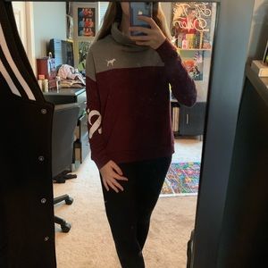 PINK Marroon and Gray Hoodie